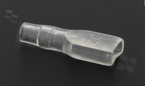 Insulation sleeve for flat connector 4.8mm; for wire OD=2.5mm; L=22mm W=5.8mm; transparent