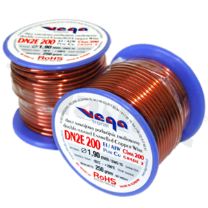 Insulated winding wire; with two layers of enamel insulation; diameter 1.90mm; SWG 15; -65+200 deg.C; 9m; 250g.
