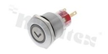 Push button switch; monostable; 22mm; solder terminals; stainless steel; blue ring and arrow simbol illumination; IP65.