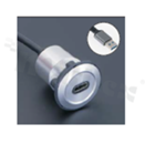 USBC3.1 socket; female; mounting hole 22mm; USBC2.0 male plug connection; cable length 100cm; silver; aluminum alloy.
