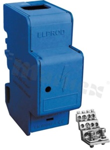 Modułowy blok rozdzielczy na szyne DIN;niebieski; jednobiegunowy;70mm2/2x25mm2/2x16mm2/7x6mm2 ;500V ;160A