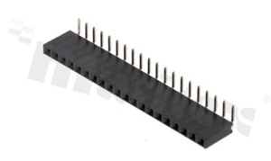 Pin Header; pitch 2.54mm; 1x20 pins; assembly: THT; female; angled; single row