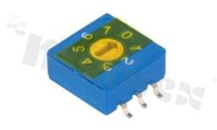 Przełącznik kodujący 8 pozycji › BCD, 10.0x10.0mm; poziomy, bez pokrętła; montaż SMD