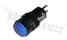 Lampka sygnalizacyjna; 16mm; do lutowania; plastik; podświetlenie pełne niebieskie LED 12V; IP40. 