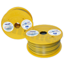 Przewód pojedynczy LGY/H05V-K; z wielodrutową miedzianą żyłą; żółty/czarny; przekrój 0.35mm2; AWG 22; 500V; -40+105 st.C; 200m.