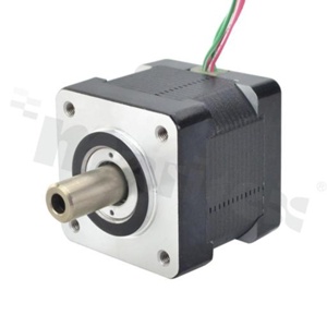 Silnik; krokowy, z wałem drążonym; dwubiegunowy; kąt kroku 1.8 st.; trzymający moment obrotowy 0.16Nm; 1.25A; 1.86ohm; 2.8mH; 4 przewody; 35.2x35.2x3.45mm