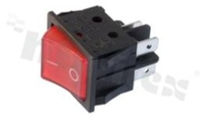 Przełącznik typu Rocker; dwubiegowy; 2-pozycyjny; 30.2x22mm; konektory DPDT; przycisk czerwony; 16A
