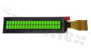 Wyświetlacz LCM OLED; LCD alfanumeryczny; 3.08"; 20x2 znaków; kolor świecenia zielony; obszar aktywny 77.3×11.85 mm; SPI; I2C; FFC do złącza ZIF; 30 pinów