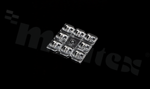 Lens for LED high power; angle: asymmetric; Number of LEDs: 8; Dimensions: 50x50mm; Height: 4.9mm; meterial: PMMA; Fastening: screw