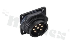 Gniazdo DC; 7-stykowe; męskie; proste; Imax = 20A; kabel: 5.5-10.8mm2; z nakrętką z przodu; z połączeniem zatrzaskowym; IP67