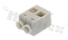 Listwa zaciskowa do PCB; w rastrze 5.00mm; 2-torowa; pionowa; na przewód 2.5mm2 (AWG 22-14); ze śrubami na wkrętak płaski; z ruchomą osłoną przewodu; klatka mosiężna; szara; UL 300V/15A, TUV 250V/22A