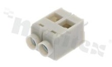 Listwa zaciskowa do PCB; w rastrze 5.00mm; 2-torowa; pionowa; na przewód 2.5mm2 (AWG 22-14); ze śrubami na wkrętak płaski; z ruchomą osłoną przewodu; klatka mosiężna; szara; UL 300V/15A, TUV 250V/22A