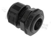 Dławnica kablowa PG16; nylon; PG16 6-12.0mm; Flat O-ring; czarna; z nakrętką; na klucz 27