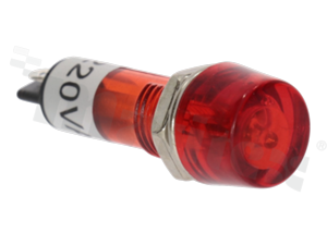 Lampka sygnalizacyjna neonowa; 10mm; terminale do lutowania; plastik; podświetlenie czerwone; 230V