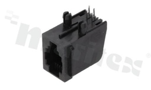 Gniazdo RJ9; 4-stykowe; montaż: THT; kątowe; gabaryt 4; grubość pokrycia 6u" Au