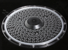 Soczewka do diod LED mid power; kąt rozsyłu: 56 do 74 stopni FWHM; ilość diod: 80; rozmiar: okrąg 300mm; wysokość: 18.1mm; rodzaj materiału: PMMA; silikon; sposób mocowania: śruby