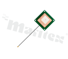 Antenna; patch; GNSS; 1164-1586MHz; 0.98dBi; VSWR<1.63; RHCP; directional; RF1.13; 0.1m; IPEX; screw; 50x50x12.2mm