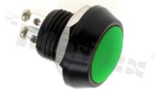 Push button switch; monostable; 12mm; screw terminals; aluminium; green button; IP65