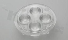 Lens for LED high power; angle: 33 to 45 degrees FWHM; Number of LEDs: 4; Dimensions: round 35mm; Height: 9mm; meterial: PMMA; Fastening: glue; pin
