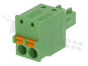 Pluggable terminal block; 3.81mm pitch; 2-ways; female; for wire 1.50mm2 (28-16AWG); wire insertion direction same as plug-in direction; p.bronze contacts; spring clamp; brass cage; UL 300/8A TUV 250/12A