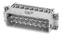 Wkład męski Heavy-Mate seria A; 16-stykowy(16+PE); rozmiar: A16; 14A; 250V; kabel 0.25-2.5mm2; styki srebrzone; skręcane
