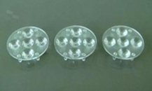 Soczewka do diod LED high power; kąt rozsyłu: 25 stopni FWHM; ilość diod: 5; rozmiar: okrąg 35.8mm; wysokość: 8.4mm; rodzaj materiału: PMMA; PC; sposób mocowania: klej