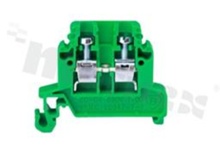 Installation terminal block; 1-level; 2-contacts; for wire 0,5-4,0mm2; screw terminal; green; Din rail; 690V/32A