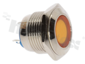 Lampka sygnalizacyjna; 16mm; terminale do lutowania; stal nierdzewna; podświetlenie żółte; LED 12V