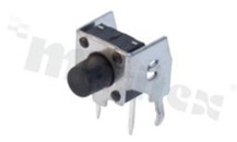 Przełącznik Tact Switch; THT; wymiary korpusu 6.2x7.5; h=9.5mm; kątowy; o sile nacisku 260gf; przycisk okrągły