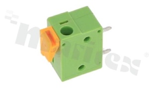 Listwa zaciskowa do PCB; w rastrze 5.08mm; 1-torowa; poziome wejście przewodu; na przewód 1.50mm2 (AWG 22-14); ze stykiem sprężynowym; zielona; UL 300V/10A, 250V/15A
