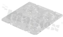Soczewka do diod LED high power; mid power; kąt rozsyłu: asymetryczny ; ilość diod: 4; rozmiar: 50x50mm; wysokość: 7.1mm; rodzaj materiału: PMMA; sposób mocowania: klej; kołek; śruby