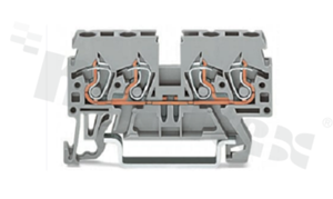 Złączka na szyne DIN; 1-poziomowa;przelotowa; 4-zaciskowa na przewód 0.08-2.5mm2 (28-12AWG); ze stykiem sprężynowym; szara; na szynę DIN; 500V/24A