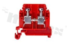 Installation terminal block; 1-level; 2-contacts; for wire 0,5-10,0mm2; screw terminal; red; Din rail; 690V/57A