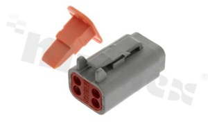 Plug BT series; 4 pins; female; straight; Imax = 13A; contact size: 16; for wire (AWG14-20); operating temperature -55 to 125c; IP67