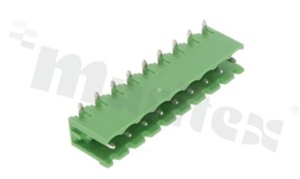 Pluggable terminal block; pitch 5.00mm; 9-ways; male; R/A pin header; opened type; UL 300V/16A; TUV:320V/20A