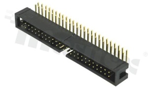 Full shrouded header for PCB; pitch 2.54mm; 50-contacts; THT; male; side entry