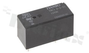 Przekaźnik elektromagnetyczny; prąd znamionowy 12A; napięcie cewki 12VDC; pojedynczy styk przełączny (1C); moc cewki 400mW; 12A/30VDC; 12A/250VAC