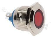 Lampka sygnalizacyjna; 19mm; terminale do lutowania; stal nierdzewna; podświetlenie czerwone; LED 24V