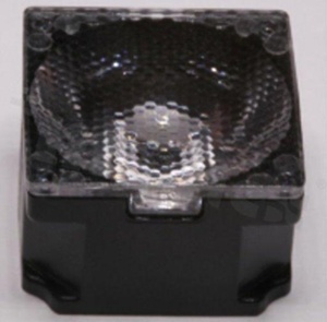 Soczewka do diod LED high power; kąt rozsyłu: 13 do 23 stopni FWHM; ilość diod: 1; rozmiar: 22x22mm; wysokość: 12.9mm; rodzaj materiału: PC; sposób mocowania: taśma