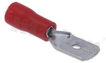 Flat connector; male; 6.3mm; 0.8mm; for wire AWG22-16(0.5-1.5mm2 wire); brass; insulation PVC