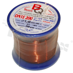 Insulated winding wire; with one layer of enamel insulation; diameter 1.45mm; SWG 17; -65+200 deg.C; 17m; 250g.