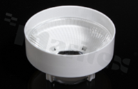 Reflektor do diod LED COB; kąt rozsyłu: 22 do 26 stopni FWHM; ilość diod: 1; rozmiar: okrąg 70mm; wysokość: 41.5mm; rodzaj materiału: PMMA; PC; sposób mocowania: gniazdo