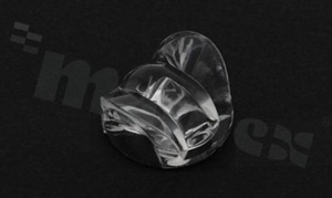 Lens for LED high power; angle: Oval 130 x 21 degrees FWHM; Number of LEDs: 1; Dimensions: round 16mm; Height: 9.1mm; meterial: PMMA; Fastening: tape; pin