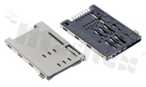 SIM card holder; 6-contacts + switch; SMD; with ejector