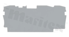 End/internal wall for 2002 series through terminal blocks; 1mm thick; grey; snap-on mounting