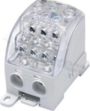 Złączka na szyne DIN; blok rozdzielczy uniwersalny;szary; jednobiegunowy; 120mm2; Al/Cu;1000V AC; 1500 DC / 400A