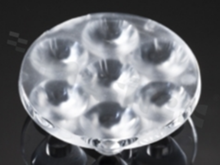 Lens for LED high power; mid power; angle: 18 to 27 degrees FWHM; Number of LEDs: 7; Dimensions: round 40mm; Height: 10.7mm; meterial: PMMA; Fastening: glue; pin