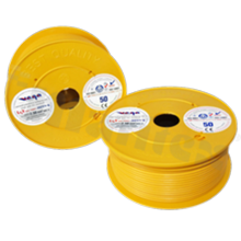 Przewód pojedynczy LGY/H05V-K; z wielodrutową miedzianą żyłą; żółty; przekrój 2.50mm2; AWG 14; 500V; -40+105 st.C; 50m.