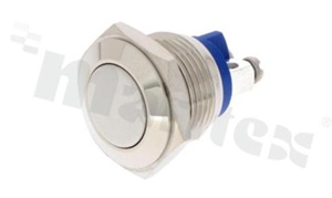 Push button switch; monostable; 16mm; screws terminals; nickled; silver button; IP65