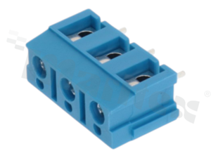 Listwa zaciskowa do PCB; w rastrze 7.50mm; 3-torowa; pionowa; na przewód 1.5mm2; ze śrubami na wkrętak krzyżak; klatka mosiężna; niebieska; 300V/16A